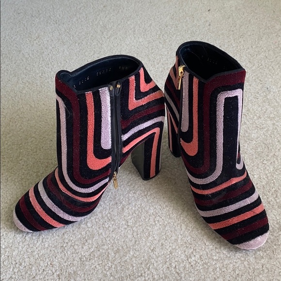 Salvatore Ferragamo Shoes - Salvatore Ferragamo velvet striped booties
